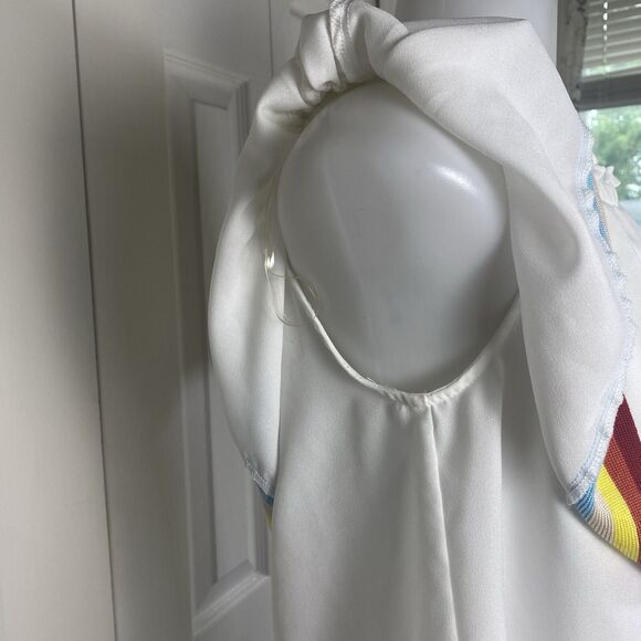 Entro White Summer Pride Festival Off-the-Shoulder Rainbow Ruffle Top - Size S - Picture 5 of 9